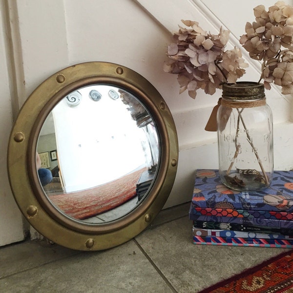 Antique miroir petit convexe/Vintage rond miroir/bronze miroir salle de bain miroir/couloir miroir/rustique boho miroir /