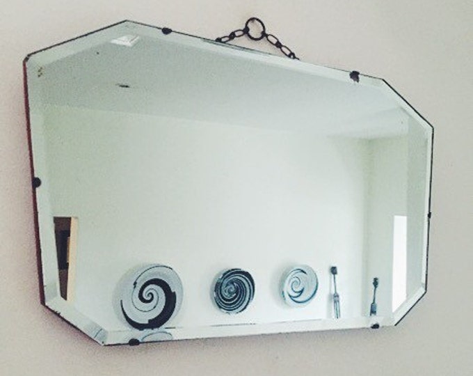 Vintage Art Deco Frameless Mirror/frameless Vintage 1930s Bevelled