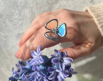 Stained Glass Tiffany Flower Ring Flora Jewelry Ornament Women's Gift Plant