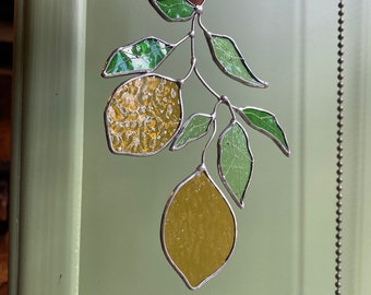 Stained Glass Lemon Suncatcher, Fruit Window Hanging, Mother's Day Gift