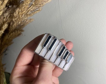 Piano Staine Glass Music Brooch Rainbow Pin Gift