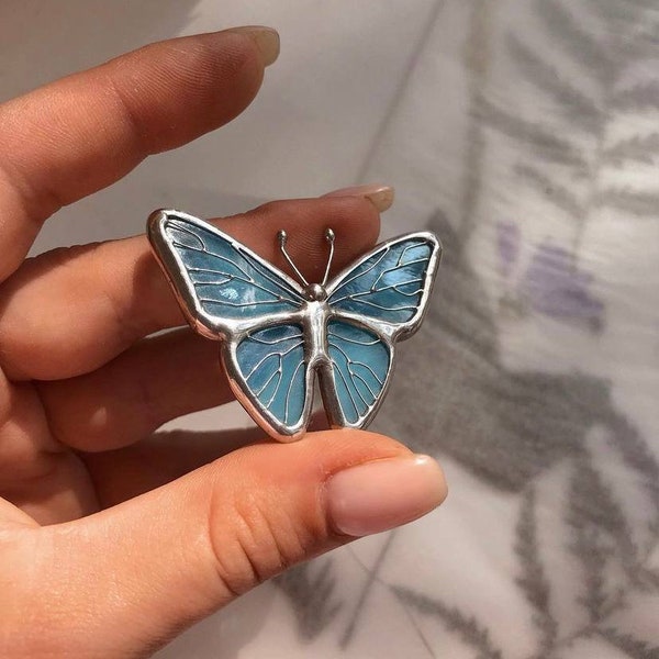 Schmetterling Glasmalerei Brosche Geschenk für Muttertag Handmade Schmuck Geschenk für einen Naturliebhaber Glasmalerei