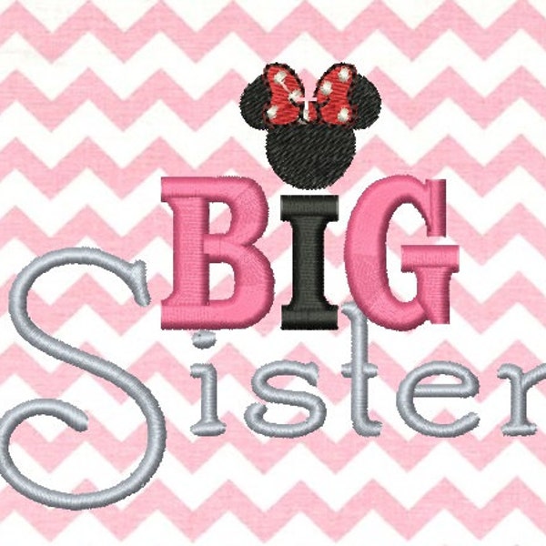 Big Sister, machin e embroidery desigs assorted sizes instant dowlaod - Big sister Mouse Miss Embridery Silhouette