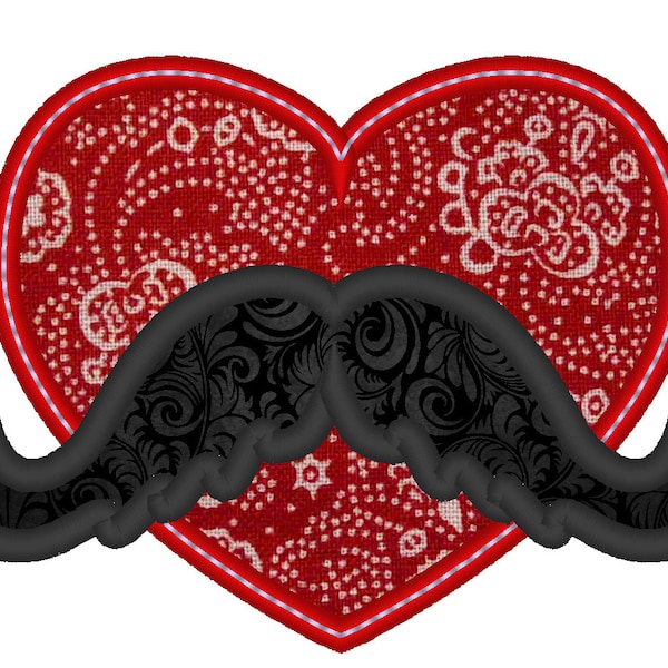 Mustache Love MACHINE EMBROIDERY / INSTANT Valentine day awesome embroidery designs for boys, new and unique