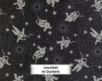 Space Glow - glow astronauts on black - sold by the meter