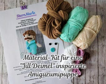 Material kit for a Jill Deimel-inspired amigurumi doll