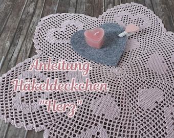 Crochet pattern crochet doily "Hearts" - PDF instructions in German