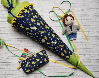 School cone/fabric cover "blue/green frogs" without blank!