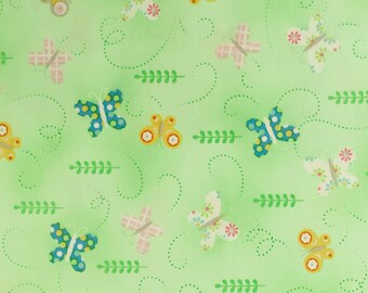 Hippity Hoppity - green springtime butterflies - sold by the meter