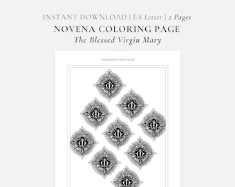 Holy Name of Mary Novena Tracker Traditional Catholic Coloring Worksheet, Printable Instant Download, Letter Size for education & relaxation