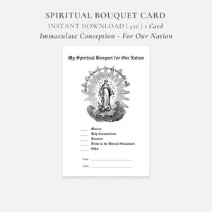 Spirituele boeketkaart voor onze natie | Onbevlekte Ontvangenis | Directe afdrukbare download | Katholiek liturgisch leven, christelijk, geloof