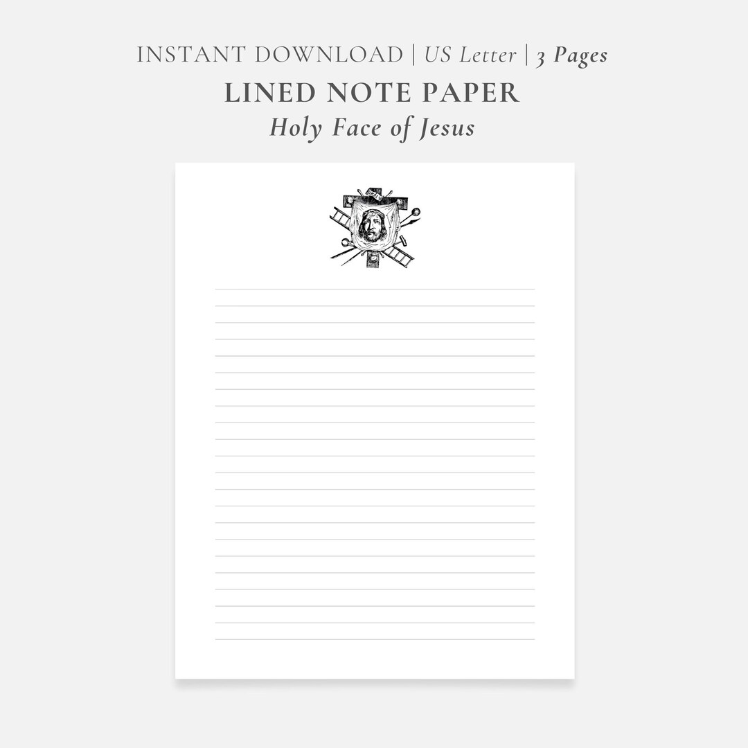 Holy Face of Jesus | Catholic Printable Note Paper Stationery | US ...