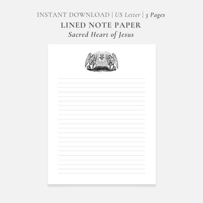 Sacred Heart of Jesus | Catholic Printable Note Paper Stationery | US ...
