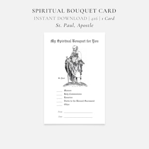 Bouquet spirituel Saint Paul l'apôtre carte imprimable à téléchargement immédiat, liturgique, dévotion, foi, chrétien, religieux, spiritualité