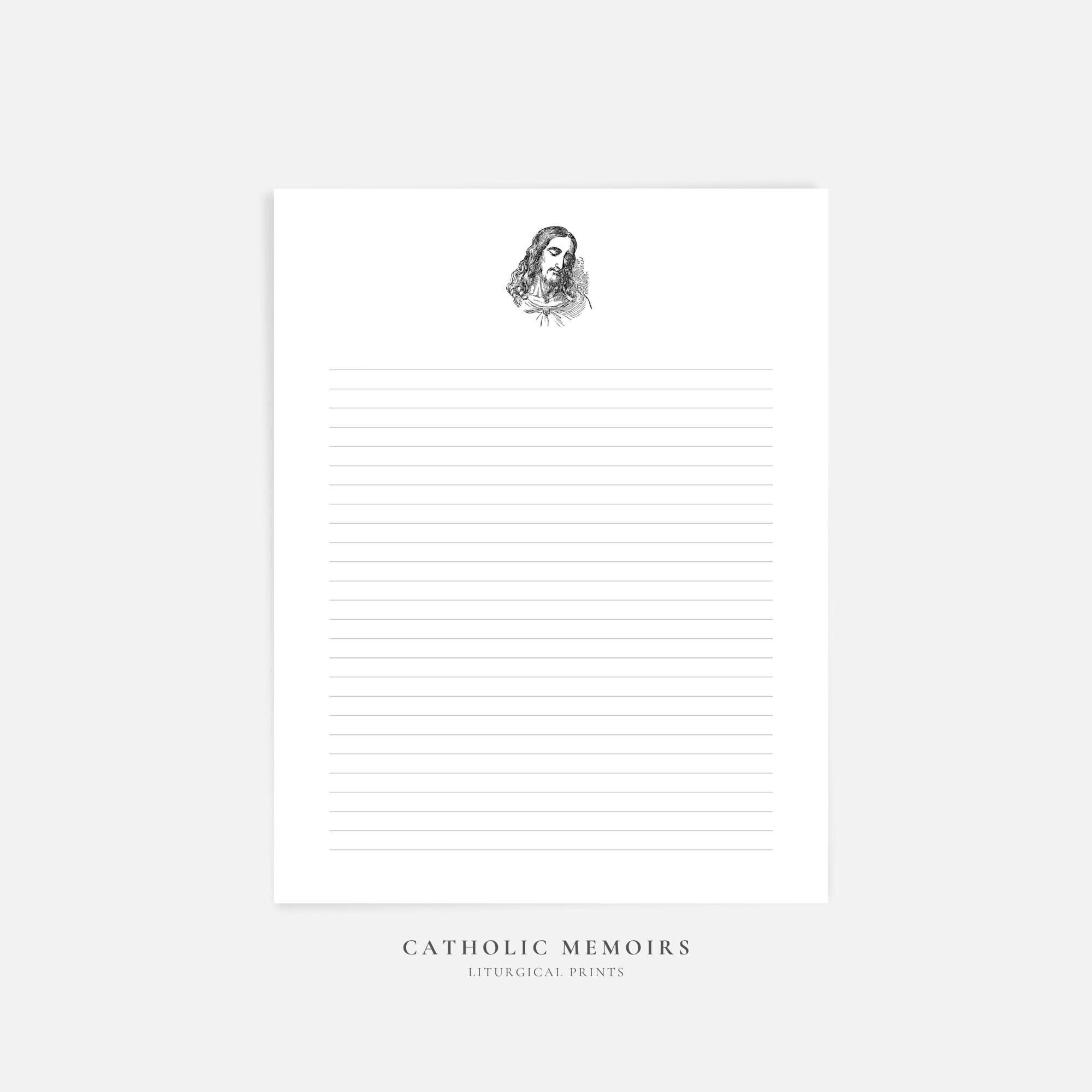 Jesus Catholic Printable Note Paper Stationery US Letter 8.5x11 in ...