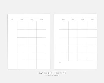 Undated Monthly Printable Planner Inserts, Letter Size, Instant Download, Minimalist and Elegant Style