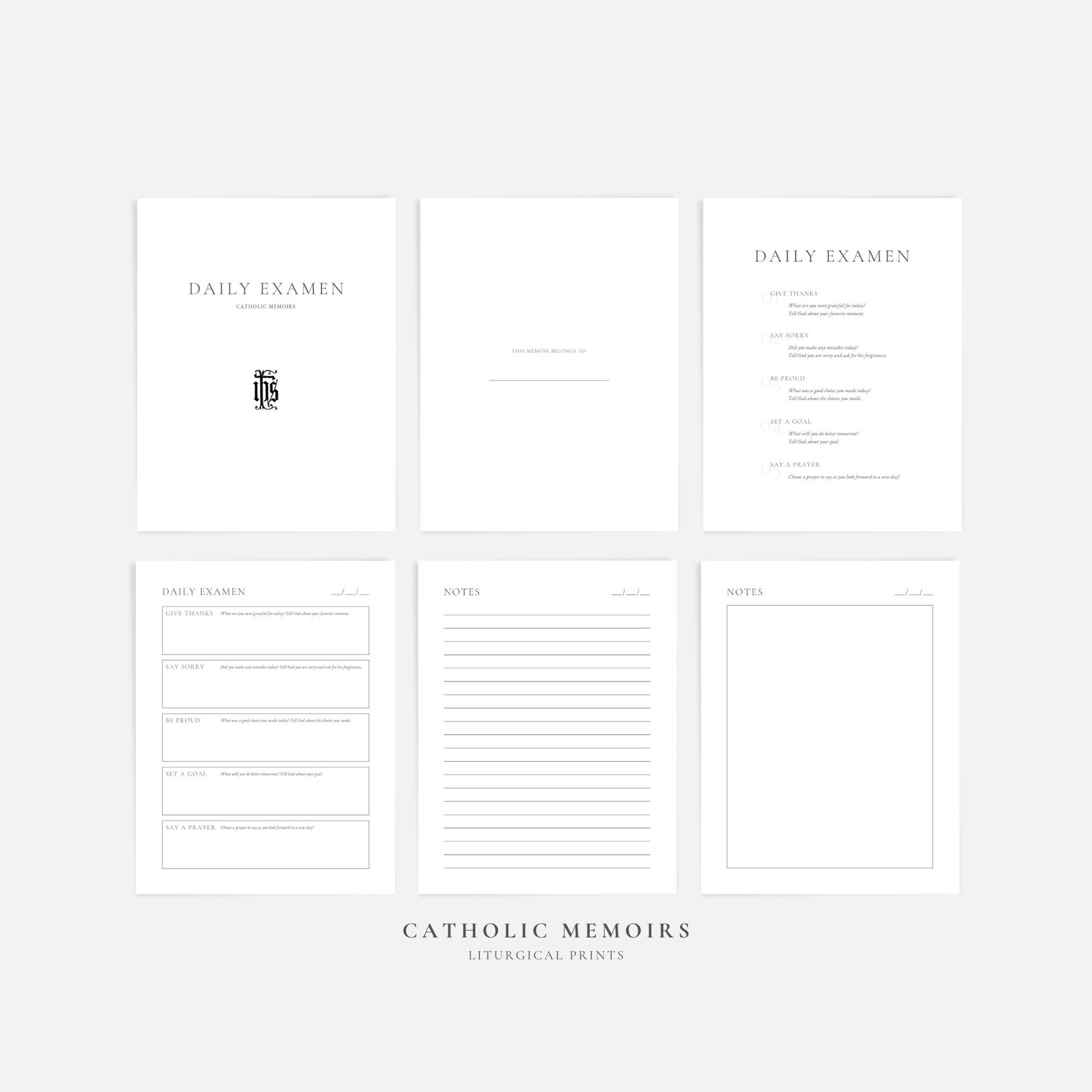 Catholic Note Taking Paper.pdf Daily Examen Catholic Journal Worksheet Printable Planner Inserts ...