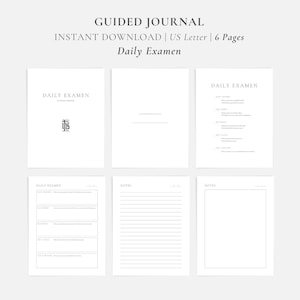Planilha de planilha do Daily Examen Catholic Journal para impressão, tamanho carta, download instantâneo, estilo minimalista e elegante