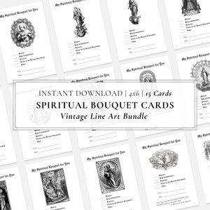 Spiritual Bouquet Card Bundel met Jezus, Maria en Jozef; Liturgisch leven, toewijding, geloof, christelijk, religieus, spiritualiteit, thuisonderwijs