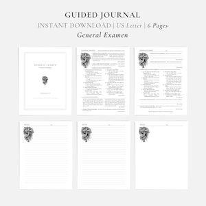 Hojas de trabajo imprimibles para el diario católico de exámenes generales, tamaño carta, descarga instantánea, estilo minimalista y elegante