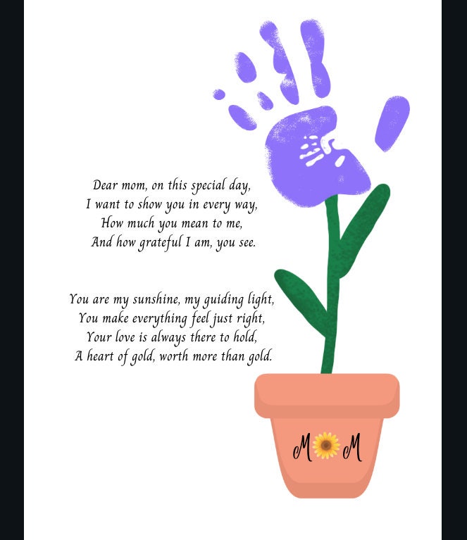 Printable Mother's Day Plant Pot Handprint Gift Etsy