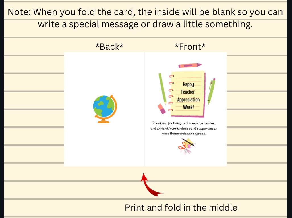 Printable Teacher Appreciation Week Folded Card - Set of 3 Unique ...
