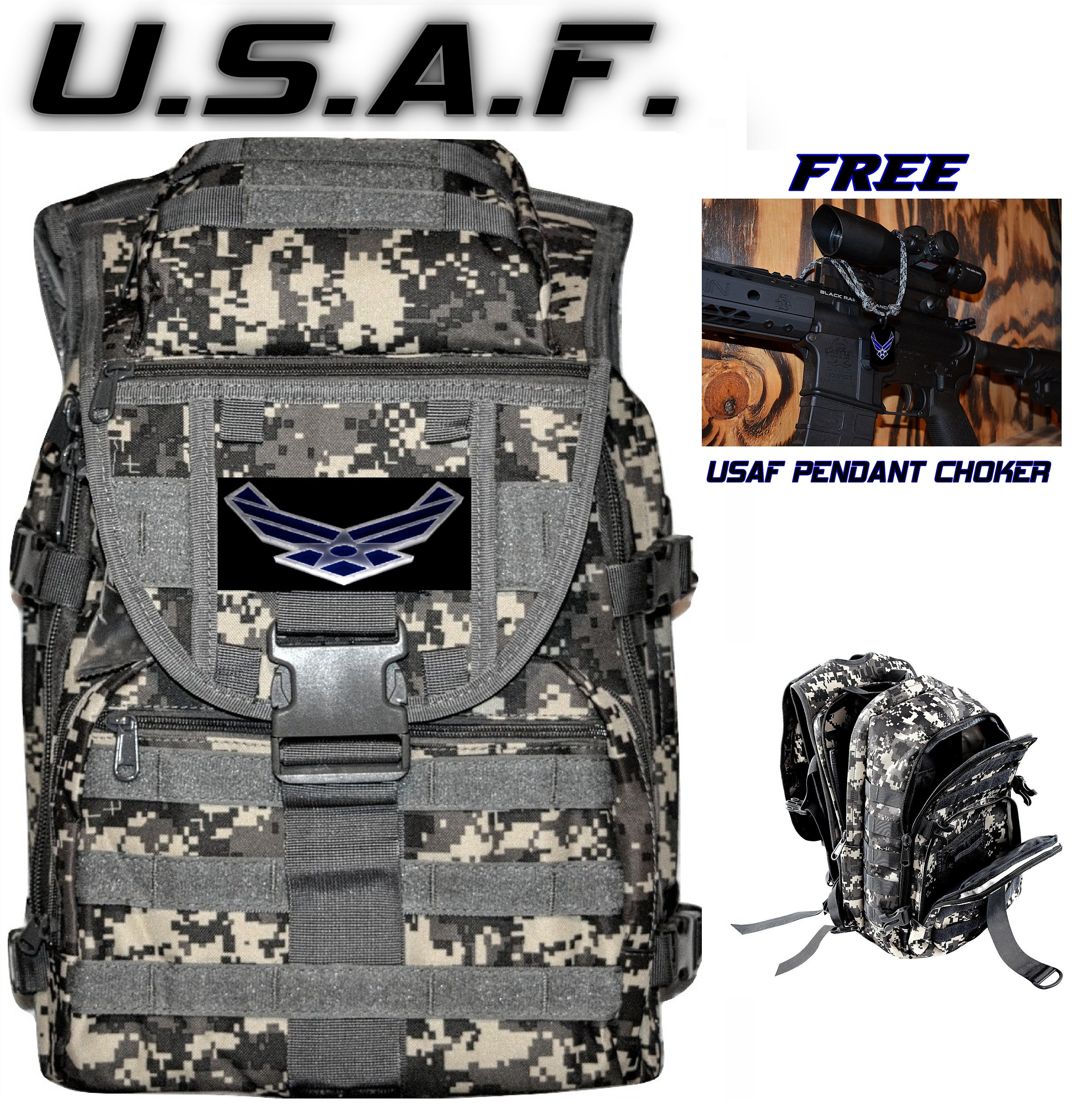 U.S.A.F. Air Force Backpack in ACU Digital Camo Military Molle Etsy