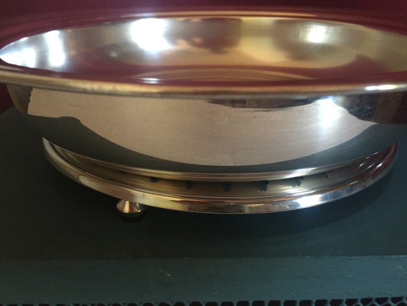 Vintage Silver Plate Shafing Dish with Wooden Handle Tray Frying Pan Silver Pie Pan Pans with Tray