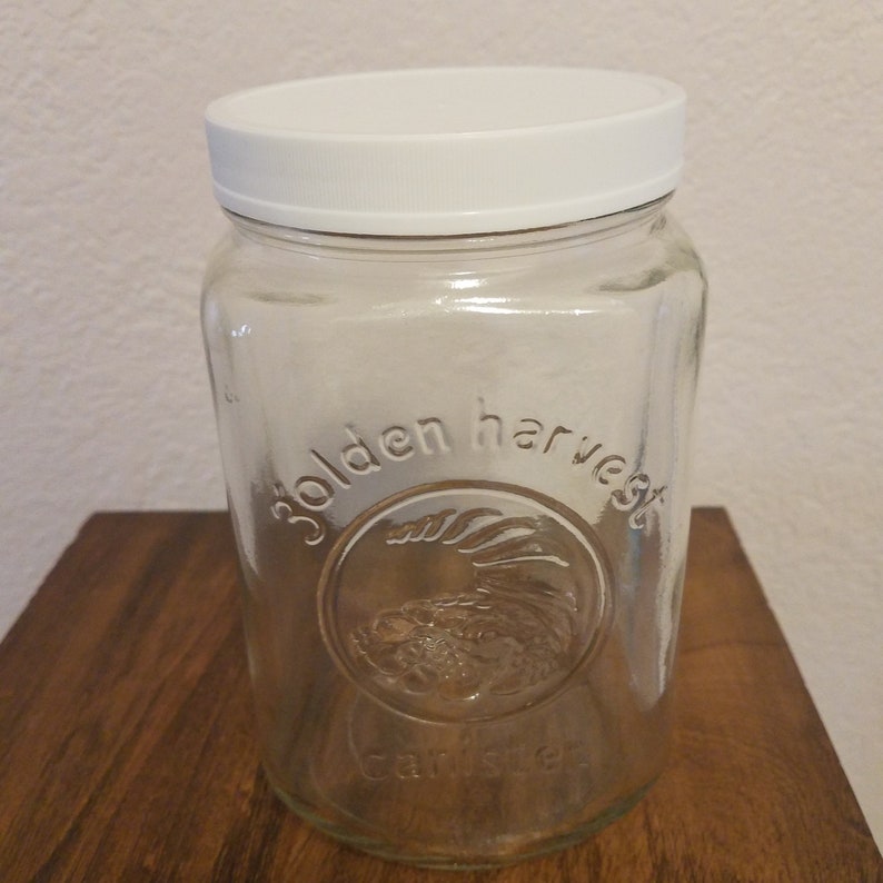 Vintage Golden Harvest Glass Canister/Jar/Clear Glass Storage/ Etsy