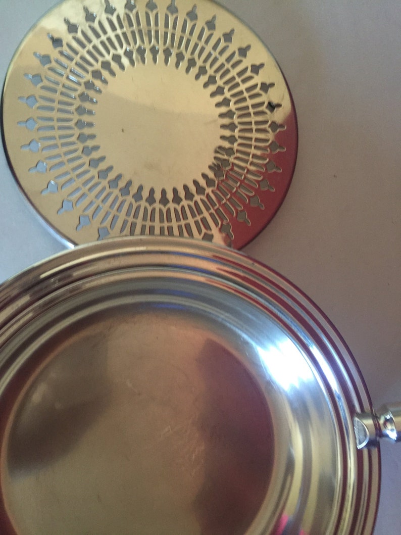 Vintage Silver Plate Shafing Dish with Wooden Handle Tray Frying Pan Silver Pie Pan Pans with Tray