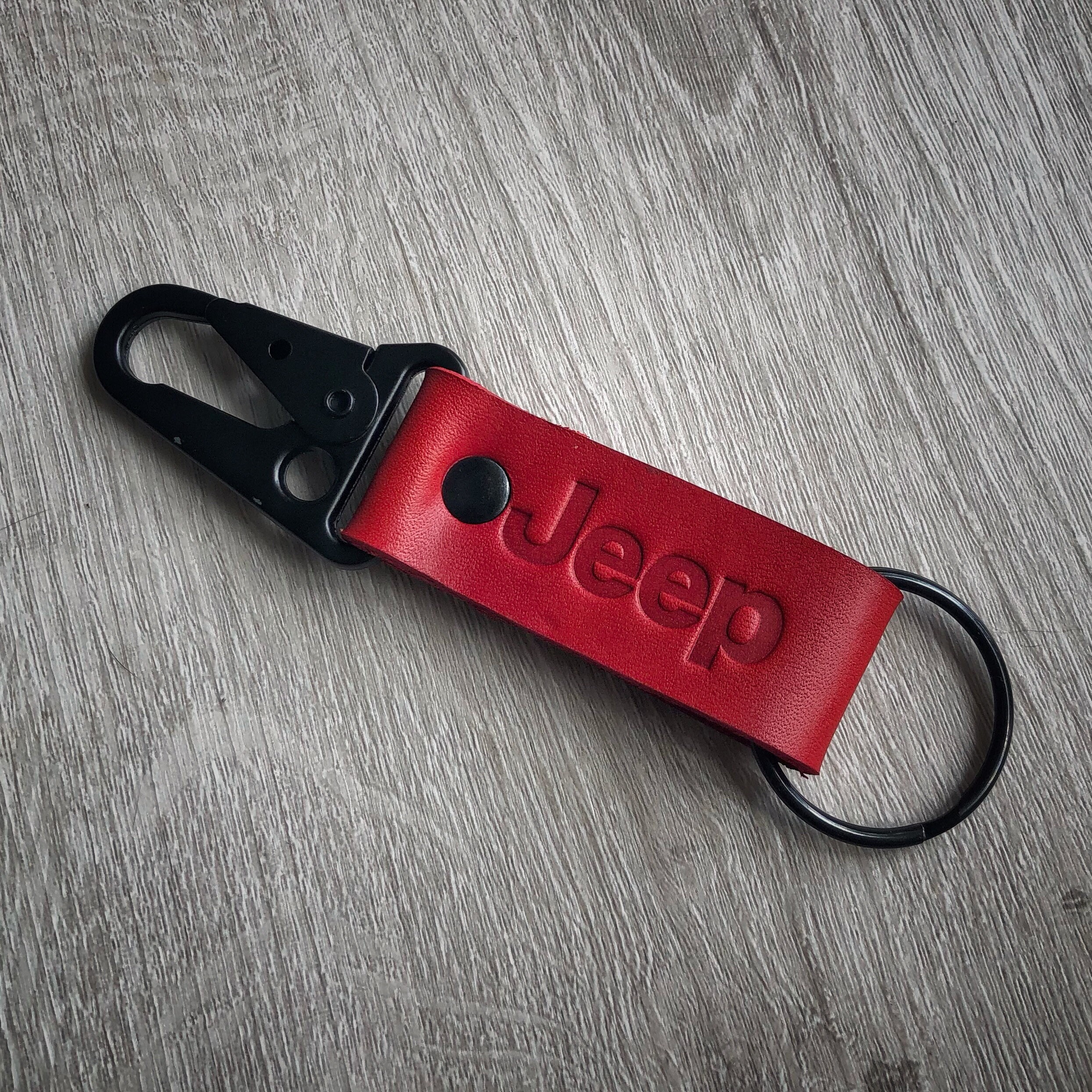 Leather Jeep keychain