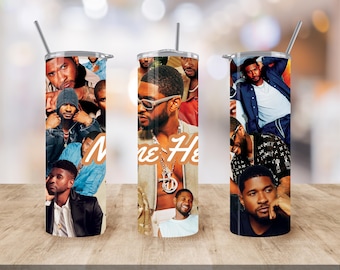 Vaso térmico inspirado en Usher de 590 ml / Regalo personalizado para fans del R&B / Vaso isotérmico para amantes de la música
