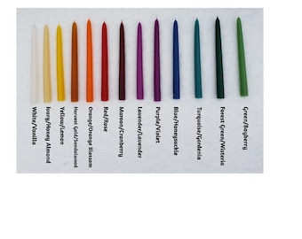 25 Pairs of Scented Paraffin Taper Candles - 10 inch, hand-dipped - You Choose Colors! Bulk candles, 13 colors to choose from!