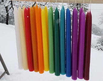 Rainbow of Candles - 13 pairs of hand-dipped scented paraffin 10 inch taper candles made by a 3rd generation family owned small business