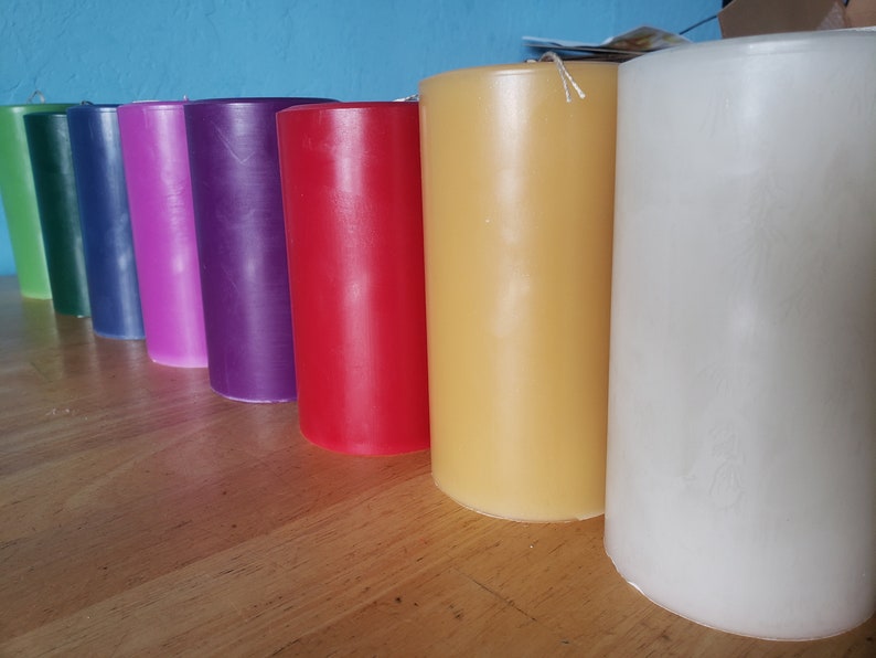 3 round, scented pillar candles 3 in x 6 in Handcrafted by a 3rd generation family owned business long burning and lightly scented image 3