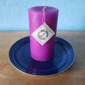 3 round, scented pillar candles 3 in x 6 in Handcrafted by a 3rd generation family owned business long burning and lightly scented Lavender/Lavender