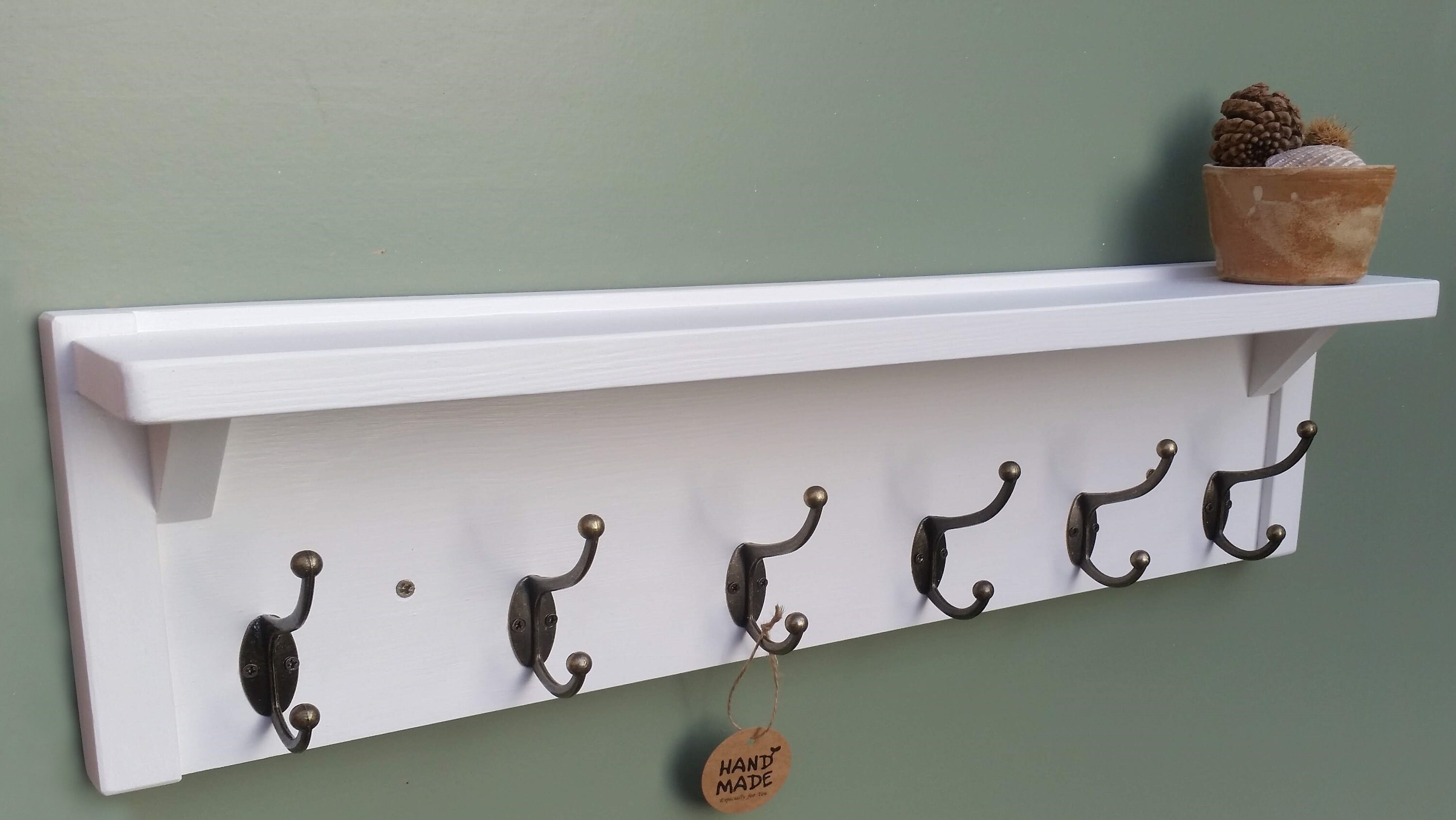 Coat Rack With Shelf Solid Wood Vintage Rustic Antique Hooks White Coat Rack and Shelf Coat Hooks and Shelf Hallway Hanger White Colour Etsy