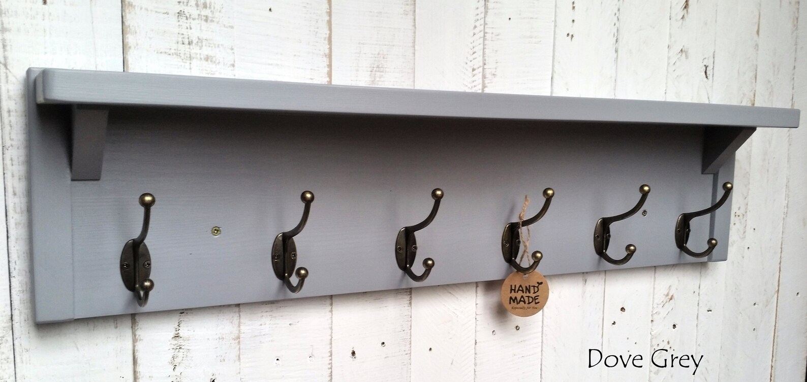 Grey Coat Rack With Shelf Solid Wood Vintage Rustic Antique Etsy UK