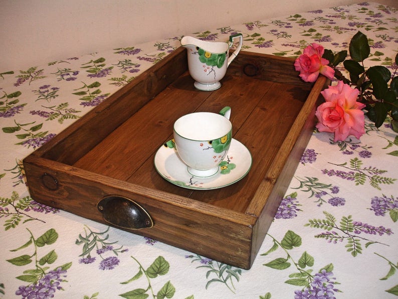 Rustic Wooden Tray handmade wooden tea tray serving tray Etsy