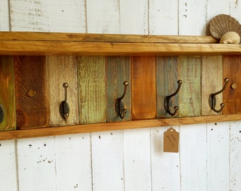 Appendiabiti Con Scaffale Gancio rustico corridoio Ingresso fatto a mano con ganci vintage Portaabiti in difficoltà shabby chic antico Cuore Rustico