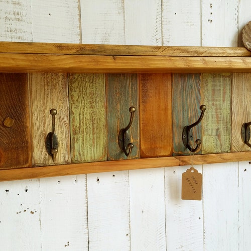 Coat Rack With Shelf Rustic Hallway Hanger Handmade Entryway Etsy UK