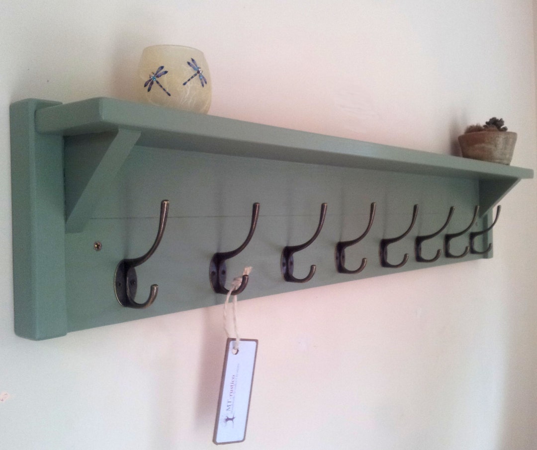 Coat Rack With Shelf Rustic Hallway Hanger Handmade Entryway With