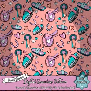 Poney club amusant motif transparent 300 DPI PNG téléchargement immédiat papiers vinyle tissu Surface Design poney Mad Girl jolie pêche