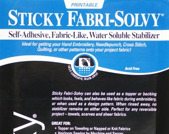 Sulky Sticky Fabri-Solvy, 20"x36", Printable, Water Soluble Stabilizer, Dissolvable fabric, 457-01