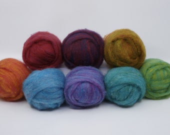 Tutti Fruitti Carded Corriedale Collection, 8 Colors,  Seven Ounces for Needle and Wet Felting