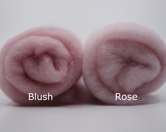 Shades of Pink Carded Short Fiber 23 Micron Merino Batt for Needle Felting Painting with Wool