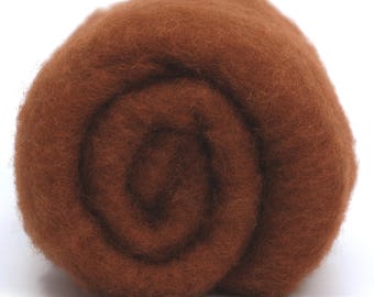 Red Clay New Zealand Carded Wool Batt One Ounce for Wet and Dry Felting, short fiber
