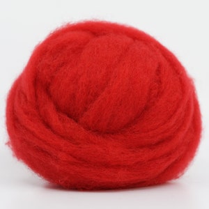 Bulky Carded Corriedale One Ounce for Needle Felting Scarlet