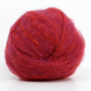 Bulky Carded Corriedale One Ounce for Needle Felting Sour Cherry
