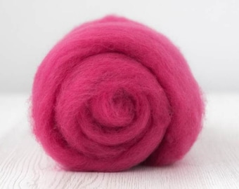 Raspberry Extra Fine Merino, Carded Batt, Needle Felting, Wet Felting, Short Fiber Merino